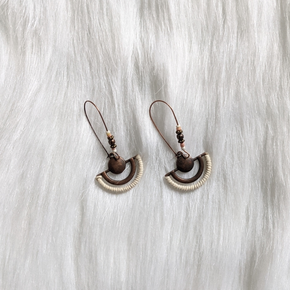 Boho Bronze woven charm earrings